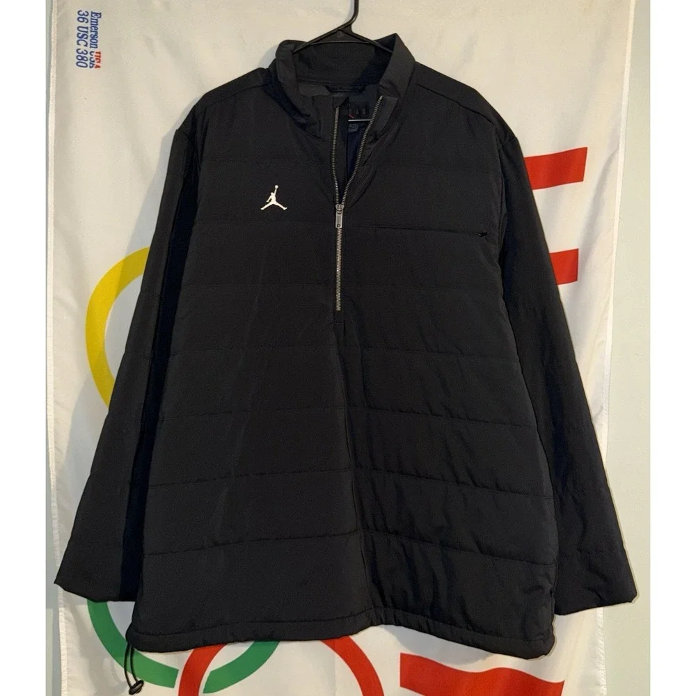 Air Jordan Puffer Jacket Mens 2XL Black 1/2 Zip Pullover Basketball